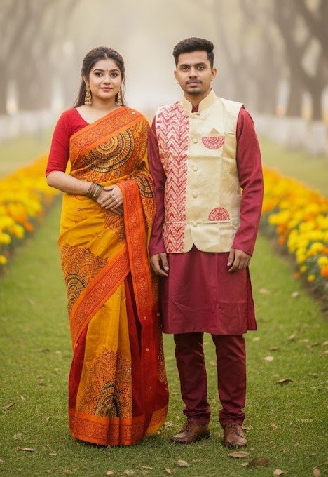 টাঙ্গাইল শাড়ি, কটি আর ধুপিয়ান সিল্ক পাঞ্জাবির